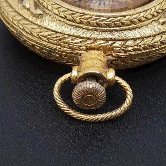 Vintage Max Factor Women's Gold Tone Flower Pocket Size Compact Makeup Mirror - Picture 2 of 6